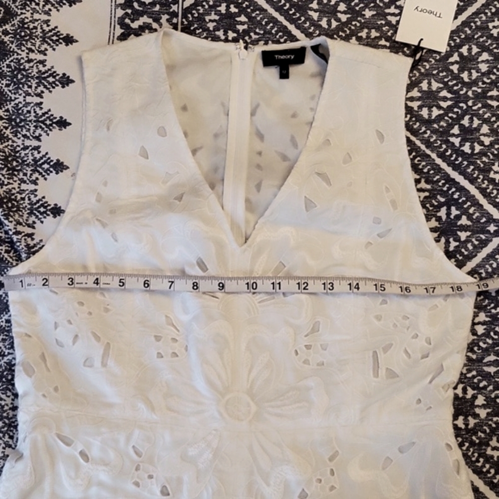 New Theory Jemion E White Embroidered Lace Dress NWT Size 12 - Picture 11 of 15